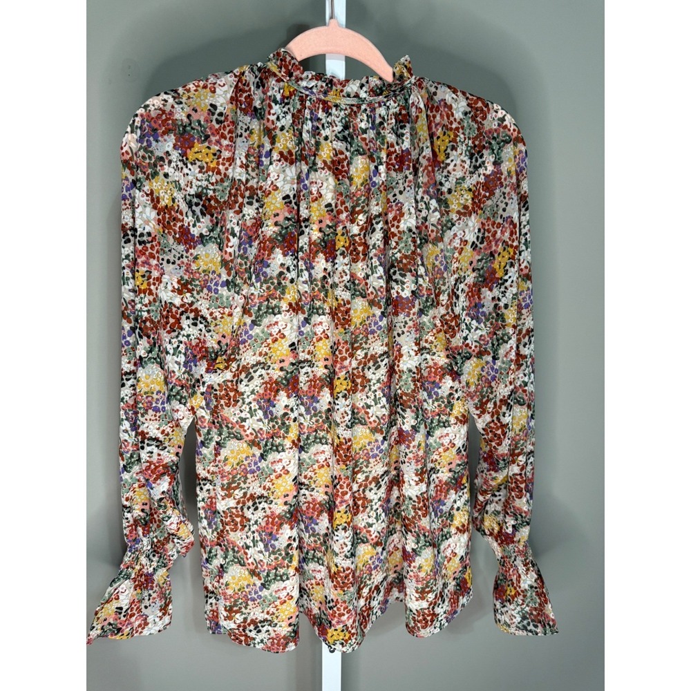 Entro Floral Abstract Dot Print Peasant Blouse Top NWT Small - Picture 8 of 9